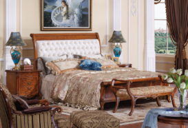 Repliky starožitného nábytku, Luxusní, stylový, historizující, zámecký, kvalitní nábytek, interiéry Viola ROYAL 236 - ložnice, postel, noční stolek, postelová sedačka, křeslo, taburet