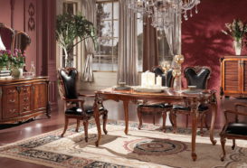 Repliky starožitného nábytku, Luxusní, stylový, historizující, zámecký, kvalitní nábytek, interiéry Viola ROYAL 238 - jídelna, jídelní stůl, židle, komoda, zrcadlo