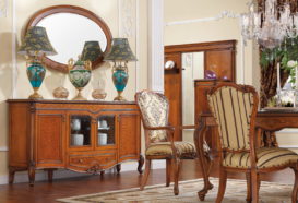 Repliky starožitného nábytku, Luxusní, stylový, historizující, zámecký, kvalitní nábytek, interiéry Viola ROYAL 236 - jídelna, komoda, zrcadlo, židle