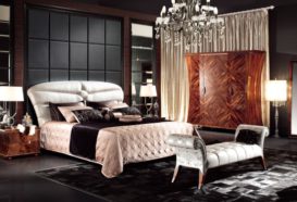 Luxusní, designový, art deco, kvalitní nábytek, interiéry Viola DESING 880 - ložnice, postel, noční stolek, postelová sedačka, skříň